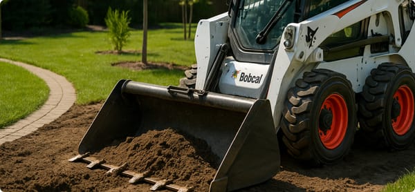 Ландшафтный дизайн и благоустройство дворов: Bobcat S530 с ковшом